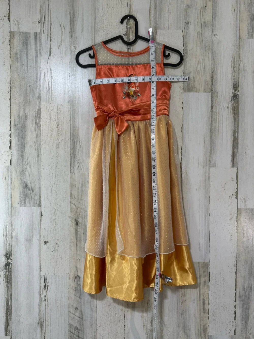 Moana Inspired Costume Dress Gold Orange Satin - Picture 6 of 15